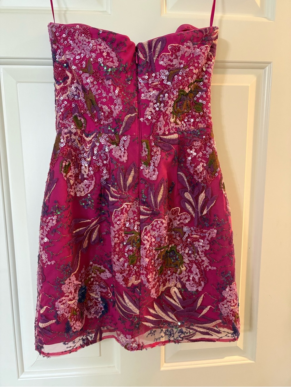 Dress the Population Fuchsia Sequin Floral Strapless Mini Dress - Picture 3 of 3